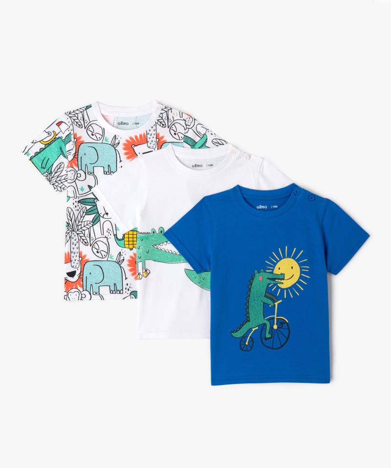 Tee-shirt à manches courtes à motifs animaux bébé garçon (lot de 3)
